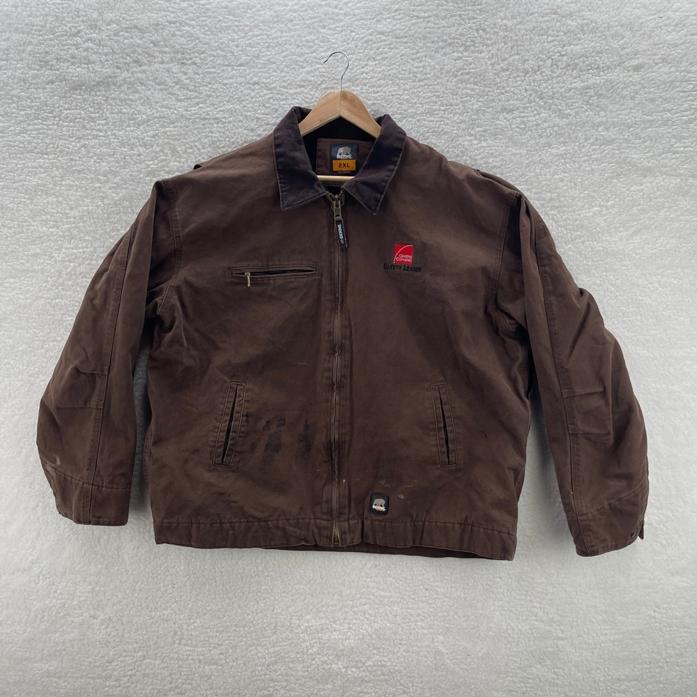 Berne Jacket Mens 2XL Brown Sherpa Lined Duck Canvas Detroit Style Workwear Y2K